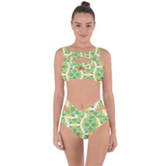 Green Pattern Retro Wallpaper Bandaged Up Bikini Set  by Bajindul