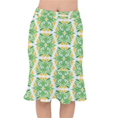 Green Pattern Retro Wallpaper Mermaid Skirt by Bajindul