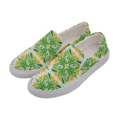 Green Pattern Retro Wallpaper Women s Canvas Slip Ons by Bajindul