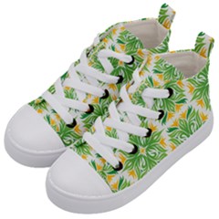 Green Pattern Retro Wallpaper Kids  Mid-top Canvas Sneakers by Bajindul