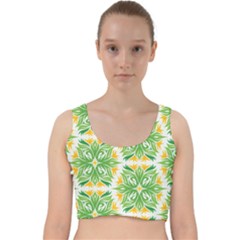 Green Pattern Retro Wallpaper Velvet Racer Back Crop Top by Bajindul