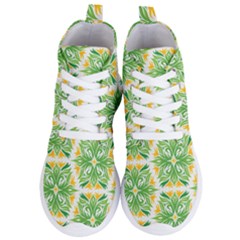 Green Pattern Retro Wallpaper Women s Lightweight High Top Sneakers by Bajindul