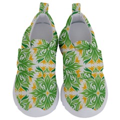 Green Pattern Retro Wallpaper Kids  Velcro No Lace Shoes by Bajindul