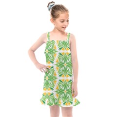 Green Pattern Retro Wallpaper Kids  Overall Dress by Bajindul