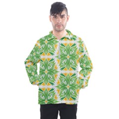 Green Pattern Retro Wallpaper Men s Half Zip Pullover by Bajindul