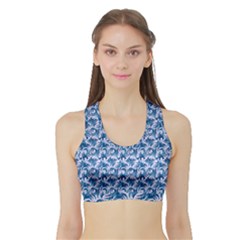 Blue Pattern Scrapbook Sports Bra With Border by Bajindul