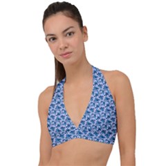 Blue Pattern Scrapbook Halter Plunge Bikini Top by Bajindul