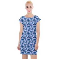 Blue Pattern Scrapbook Cap Sleeve Bodycon Dress by Bajindul