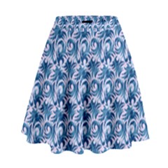 Blue Pattern Scrapbook High Waist Skirt