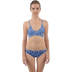 Blue Pattern Scrapbook Wrap Around Bikini Set by Bajindul