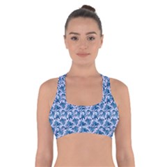 Blue Pattern Scrapbook Cross Back Sports Bra