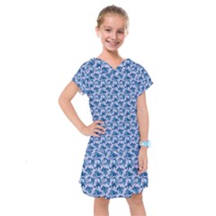 Blue Pattern Scrapbook Kids  Drop Waist Dress