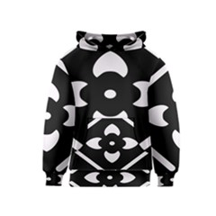 Pattern Flower Black Kids  Pullover Hoodie by Bajindul