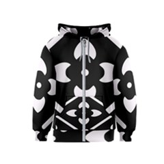 Pattern Flower Black Kids  Zipper Hoodie by Bajindul