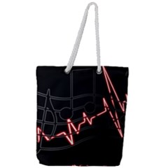 Music Wallpaper Heartbeat Melody Full Print Rope Handle Tote (large) by Bajindul