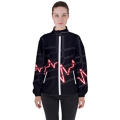 Music Wallpaper Heartbeat Melody Women s High Neck Windbreaker by Bajindul