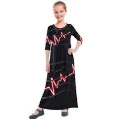 Music Wallpaper Heartbeat Melody Kids  Quarter Sleeve Maxi Dress