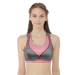 Heart Stripes Symbol Striped Sports Bra With Border by Bajindul