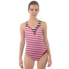 Heart Stripes Symbol Striped Cut-out Back One Piece Swimsuit by Bajindul