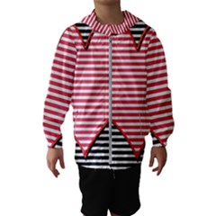 Heart Stripes Symbol Striped Kids  Hooded Windbreaker by Bajindul