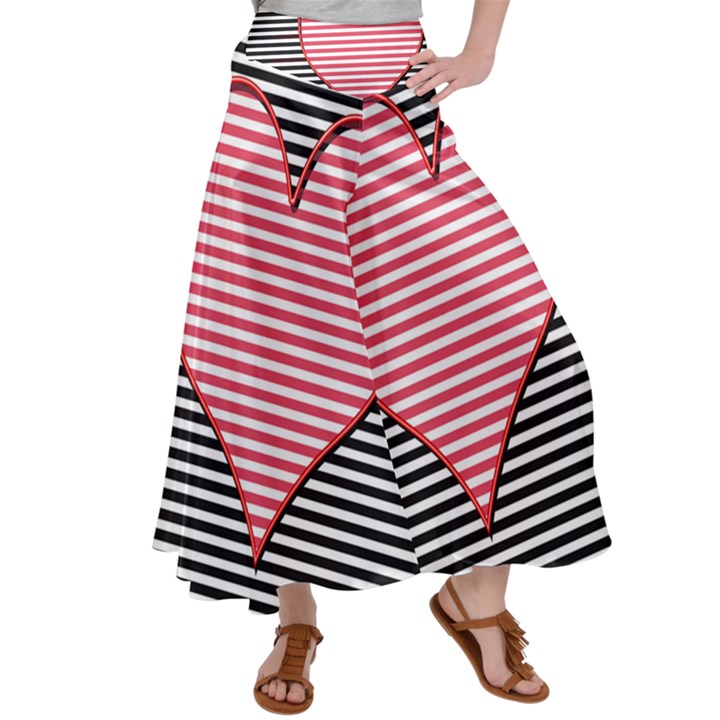 Heart Stripes Symbol Striped Satin Palazzo Pants