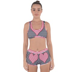 Heart Stripes Symbol Striped Racerback Boyleg Bikini Set by Bajindul