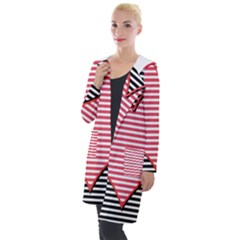 Heart Stripes Symbol Striped Hooded Pocket Cardigan by Bajindul