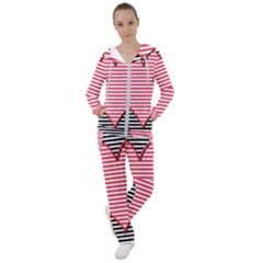 Heart Stripes Symbol Striped Women s Tracksuit by Bajindul