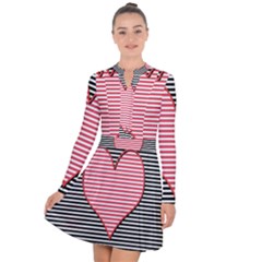 Heart Stripes Symbol Striped Long Sleeve Panel Dress