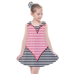 Heart Stripes Symbol Striped Kids  Summer Dress by Bajindul