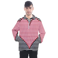 Heart Stripes Symbol Striped Men s Half Zip Pullover