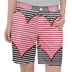 Heart Stripes Symbol Striped Pocket Shorts by Bajindul