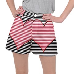 Heart Stripes Symbol Striped Ripstop Shorts by Bajindul