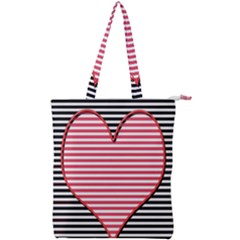 Heart Stripes Symbol Striped Double Zip Up Tote Bag by Bajindul