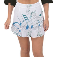 Music Notes Fishtail Mini Chiffon Skirt by Bajindul