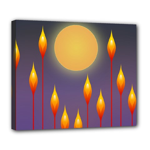 Night Moon Flora Background Deluxe Canvas 24  X 20  (stretched) by Bajindul