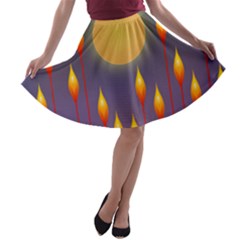 Night Moon Flora Background A-line Skater Skirt by Bajindul