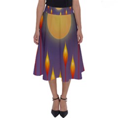 Night Moon Flora Background Perfect Length Midi Skirt by Bajindul