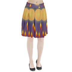 Night Moon Flora Background Pleated Skirt by Bajindul