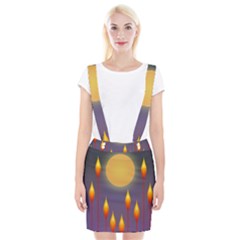 Night Moon Flora Background Braces Suspender Skirt by Bajindul