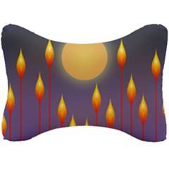 Night Moon Flora Background Seat Head Rest Cushion by Bajindul