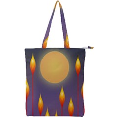 Night Moon Flora Background Double Zip Up Tote Bag by Bajindul