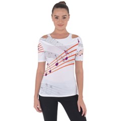 Music Notes Clef Sound Shoulder Cut Out Short Sleeve Top by Bajindul