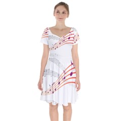 Music Notes Clef Sound Short Sleeve Bardot Dress by Bajindul