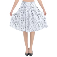 Music Notes Background Wallpaper Flared Midi Skirt by Bajindul