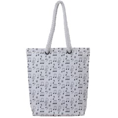 Music Notes Background Wallpaper Full Print Rope Handle Tote (small) by Bajindul