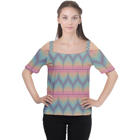 Pattern Background Texture Colorful Cutout Shoulder Tee by Bajindul