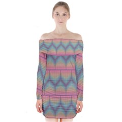 Pattern Background Texture Colorful Long Sleeve Off Shoulder Dress by Bajindul