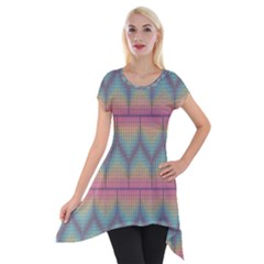 Pattern Background Texture Colorful Short Sleeve Side Drop Tunic by Bajindul