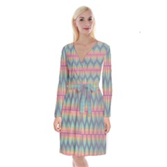 Pattern Background Texture Colorful Long Sleeve Velvet Front Wrap Dress by Bajindul